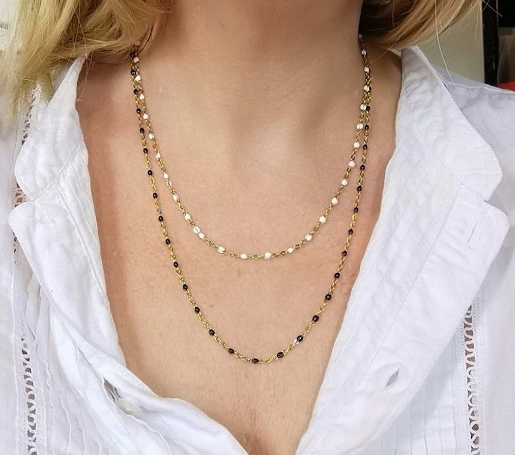 Collier CHARLIE perles résine deux taille en un