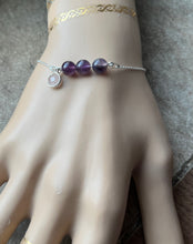 Charger l&#39;image dans la galerie, Bracelet Arné avec perle en Améthyste et breloque en quartz rose
